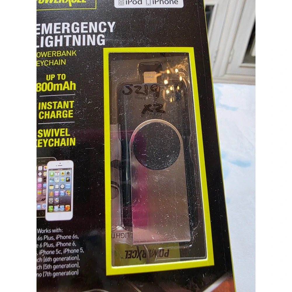 PowerXcel‎ Emergency Lightning Powerbank Keychain 800mAh MFI Apple iPhone iPod